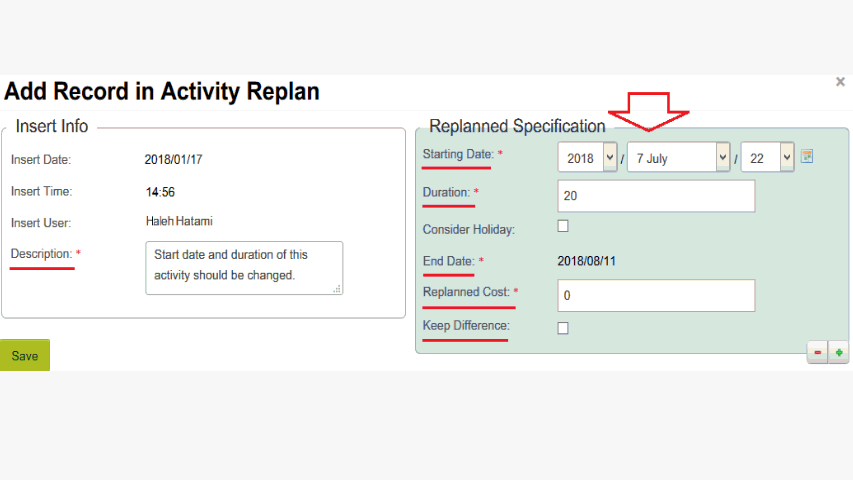 Possibility of Re-Planning project and activity